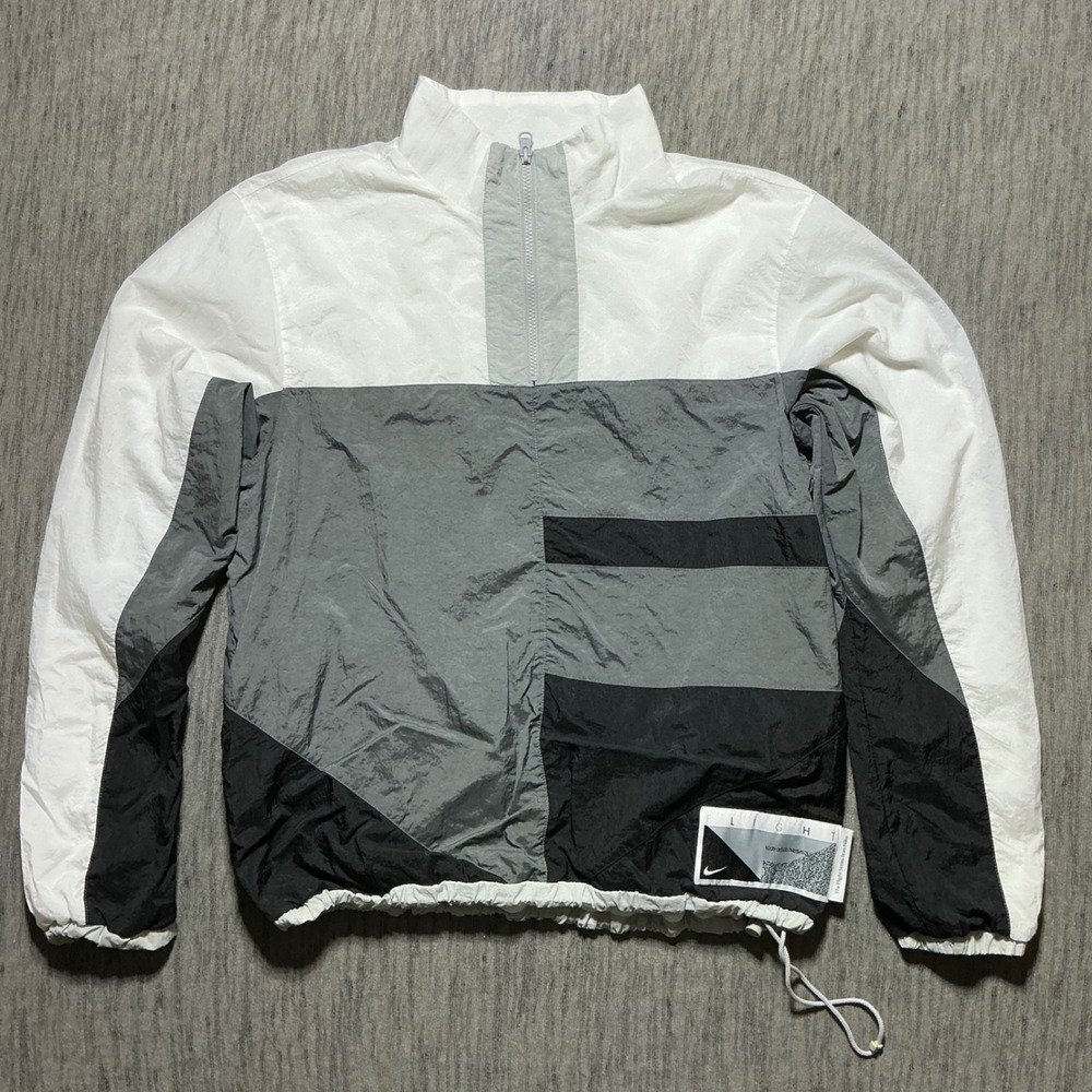 Nike Flight Series Mens Medium Colorblock Quarter Zip Windbreaker Jacket Grey